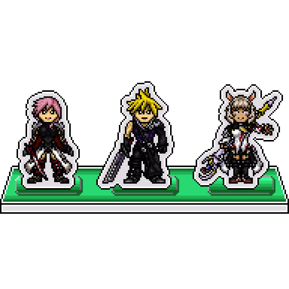 DFFドット絵アクリルジオラマ：クラウドAC・ライトニングLR・ヤ・シュトラSH