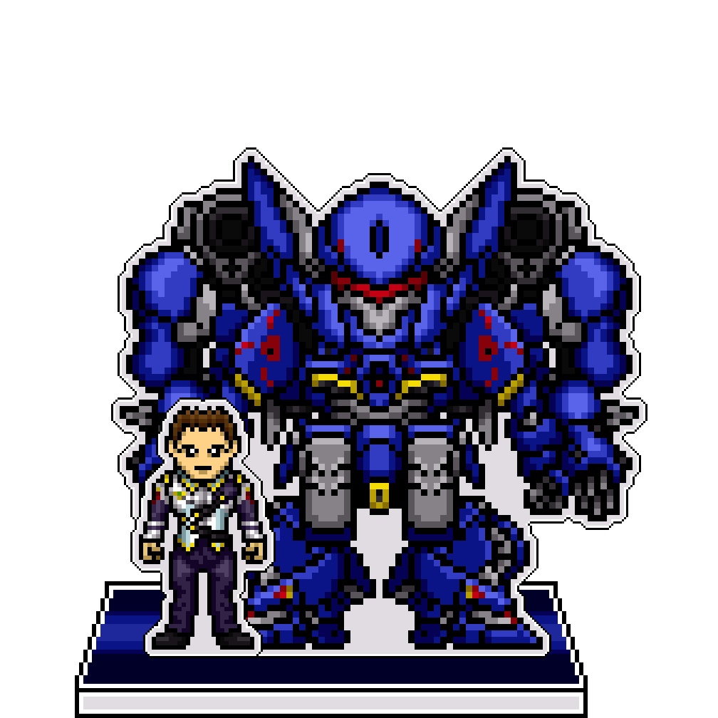 SRWOGドット絵アクリルジオラマ：ラッセル×量産型ゲシュペンストMk-Ⅱ改・タイプC