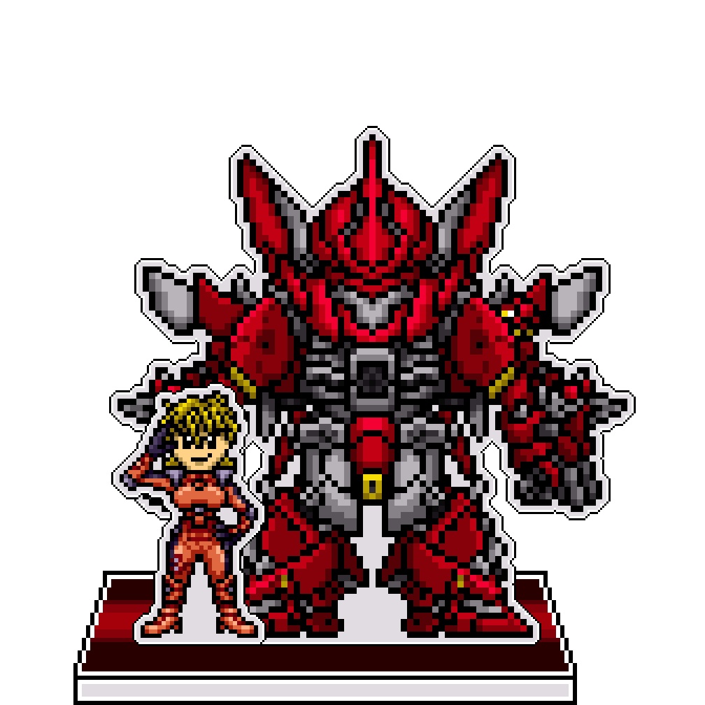 SRWOGドット絵アクリルジオラマ：カチーナ×量産型ゲシュペンストMk-Ⅱ改・タイプG