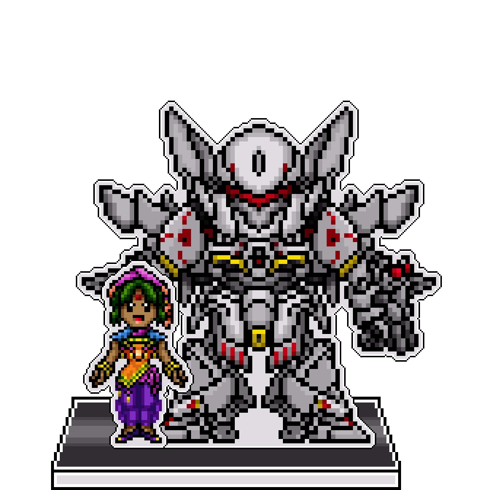SRWOGドット絵アクリルジオラマ：ラーダ×量産型ゲシュペンストMk-Ⅱ改・タイプN