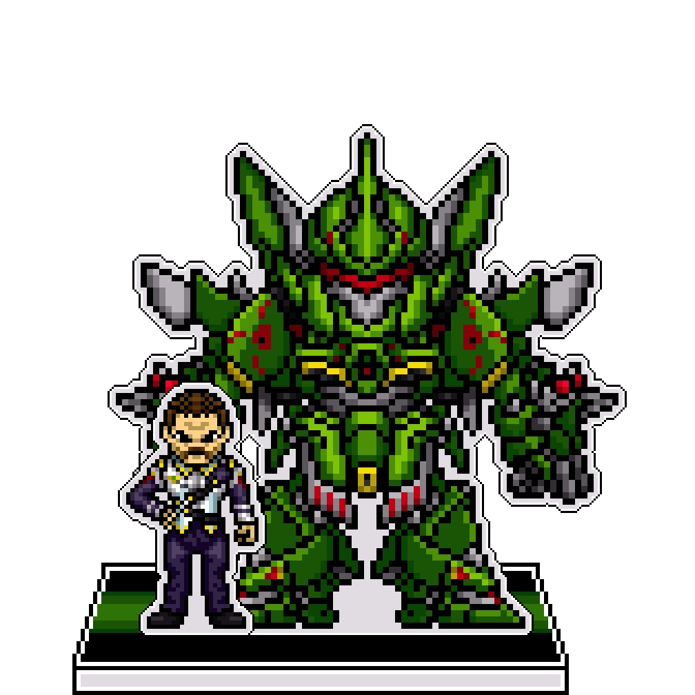 SRWOGドット絵アクリルジオラマ：カイ×量産型ゲシュペンストMk-Ⅱ改