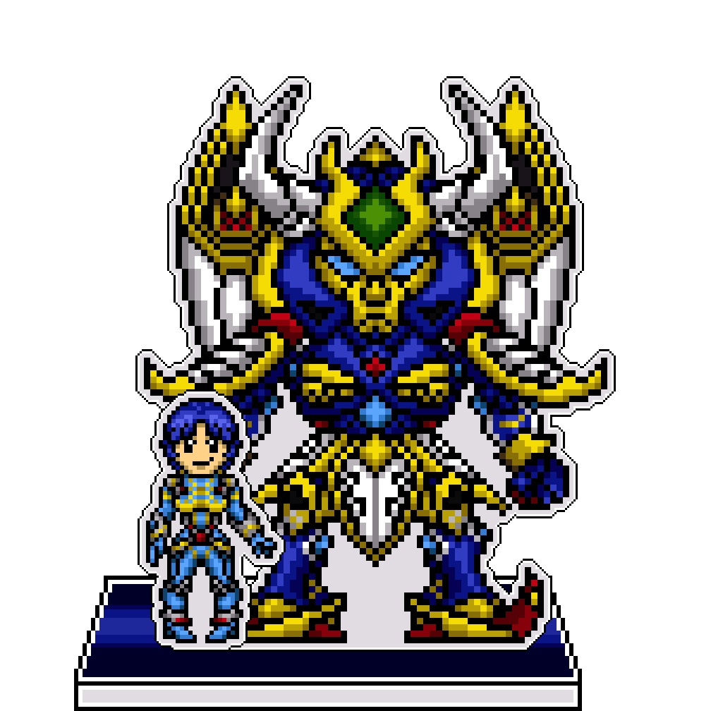 SRWOGドット絵アクリルジオラマ：クスハ×龍人機