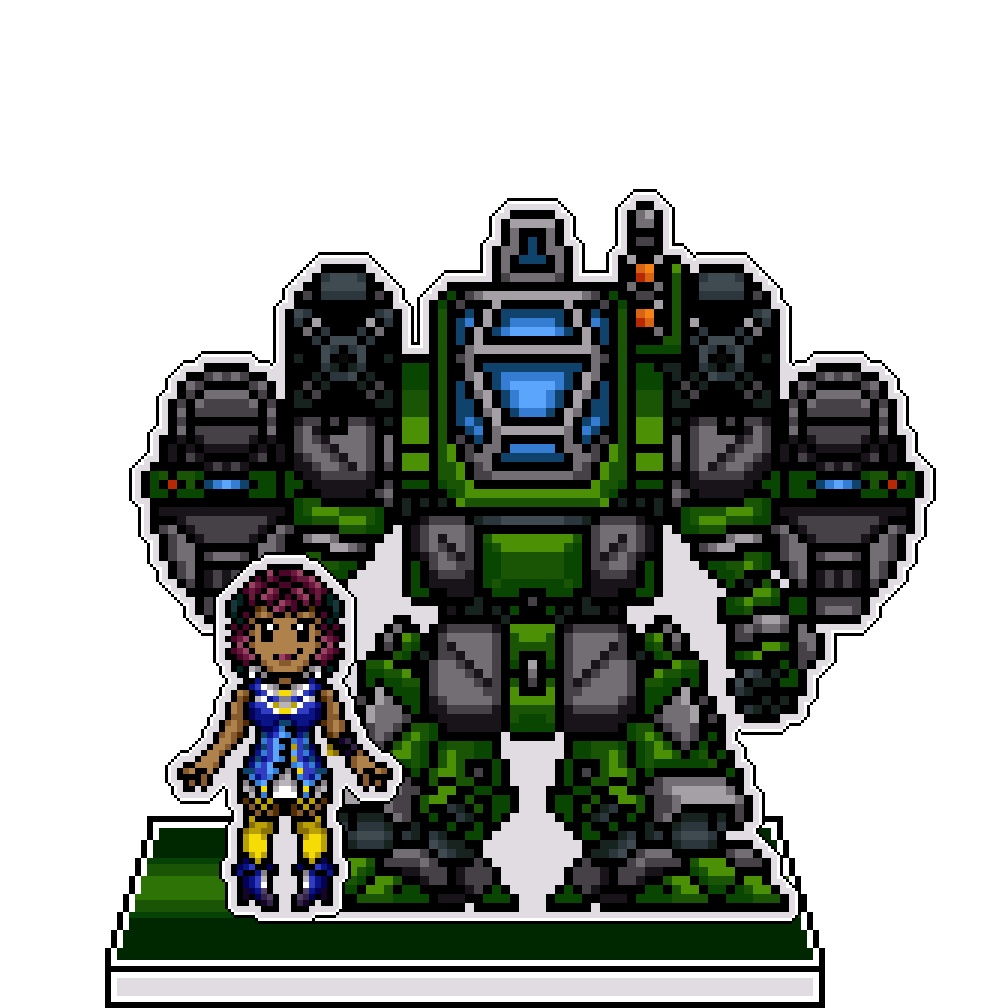SRWOGドット絵アクリルジオラマ：カーラ×ランドグリーズ・レイブン
