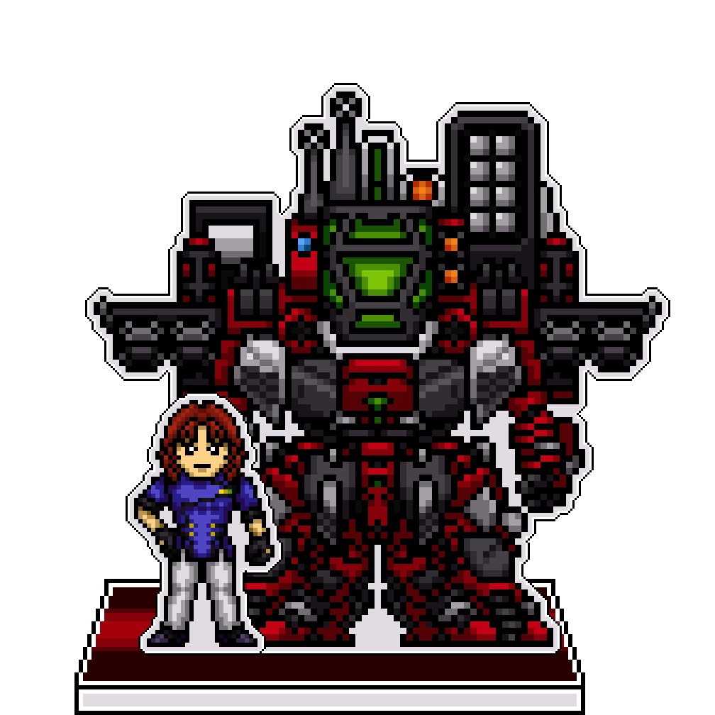 SRWOGドット絵アクリルジオラマ：ユウキ×ラーズアングリフ・レイブン