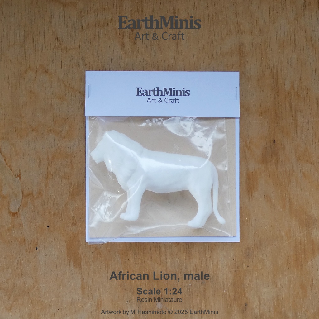 1/24スケール アフリカライオン(オス) 動物ミニチュア素材 ホワイト