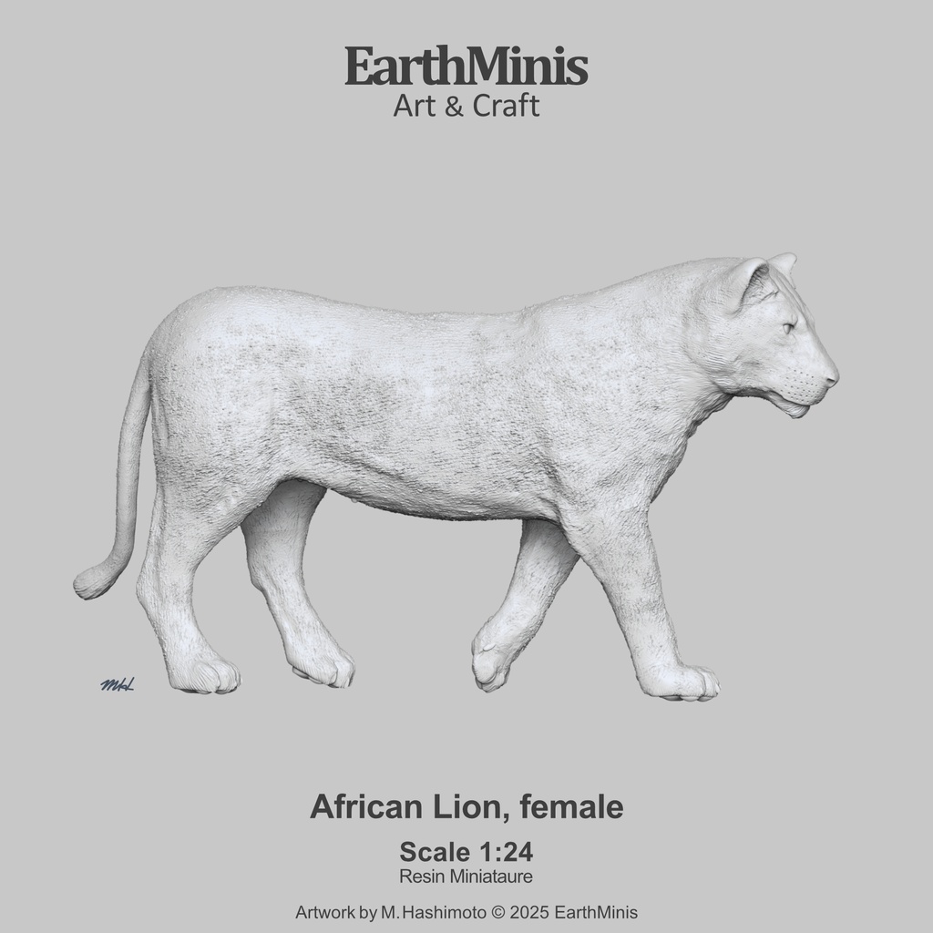 1/24スケール アフリカライオン(メス) 動物ミニチュア素材 ホワイト