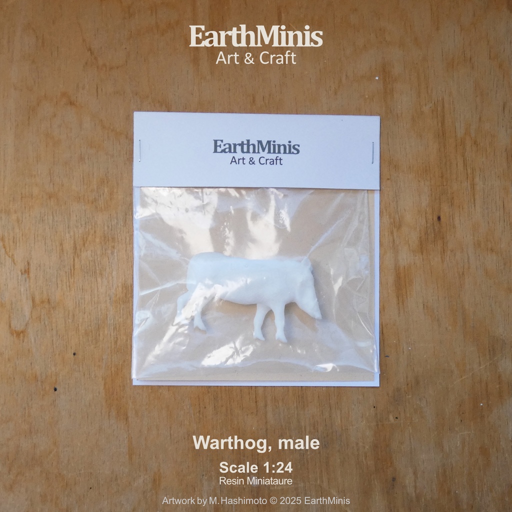 1/24スケール イボイノシシ(オス) 動物ミニチュア素材 ホワイト