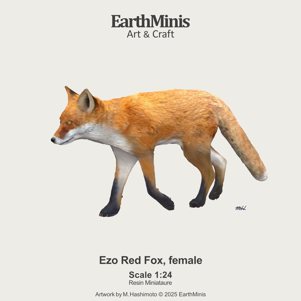 1/24スケール キタキツネ(メス) 動物ミニチュア素材 ホワイト