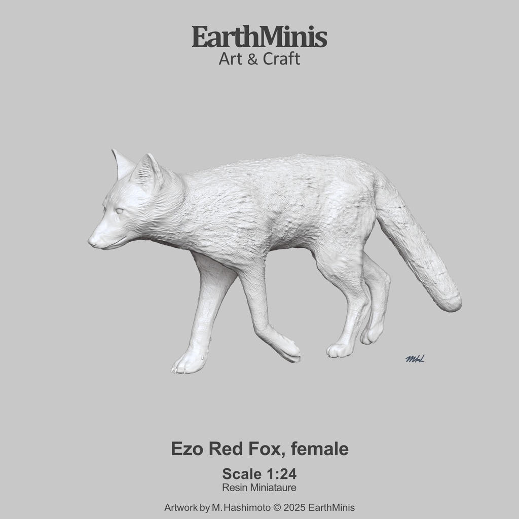 1/24スケール キタキツネ(メス) 動物ミニチュア素材 ホワイト