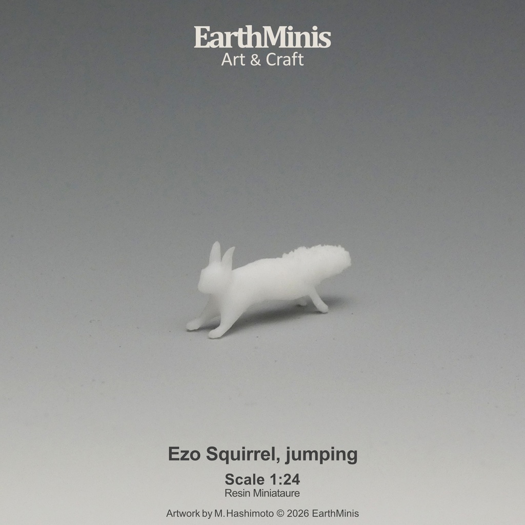 1/24スケール エゾリス 飛び跳ねるポーズ 動物ミニチュア 模型素材 ホワイト/グレー
