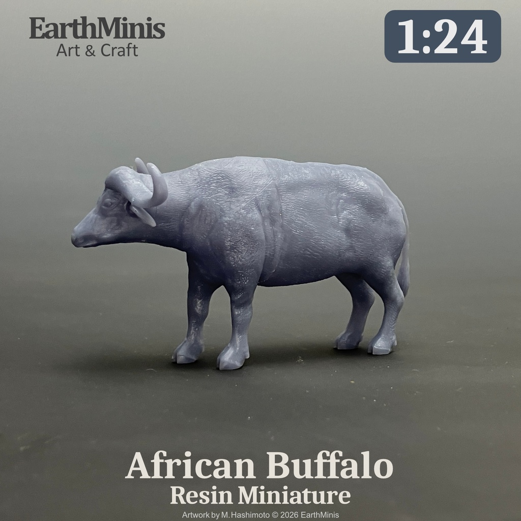 1/24スケール アフリカスイギュウ ミニチュア模型(未塗装・未組立)
