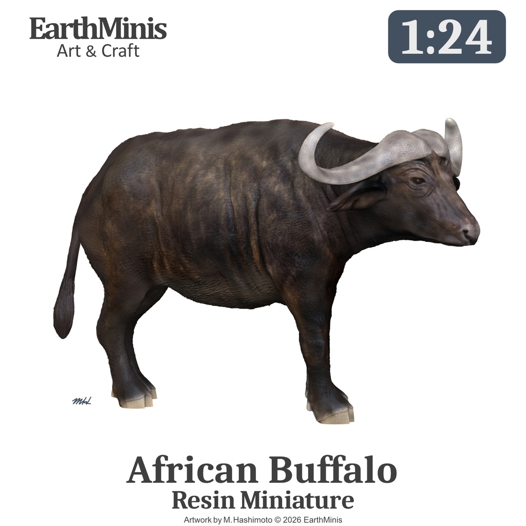 1/24スケール アフリカスイギュウ ミニチュア模型（未塗装・未組立）