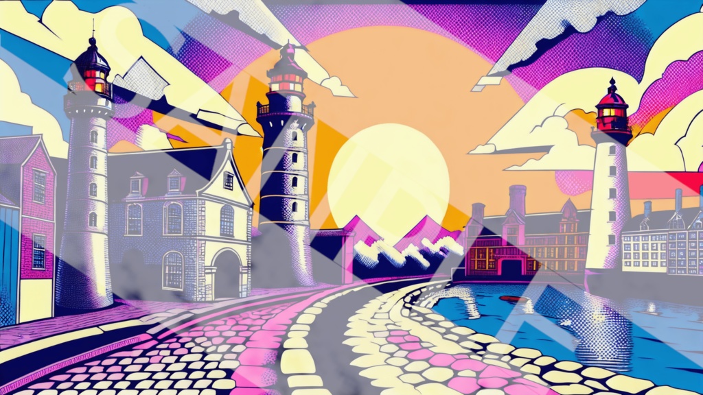 【背景素材】港・ポップアート3種［0023］