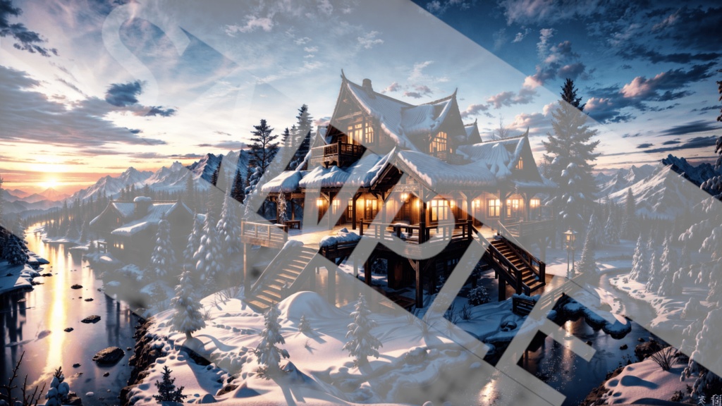 【背景素材】山荘・冬3種［0034］