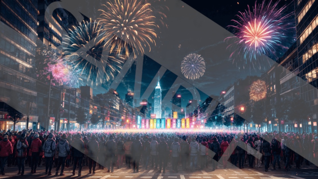 【背景素材】新年・都会3種［0072］