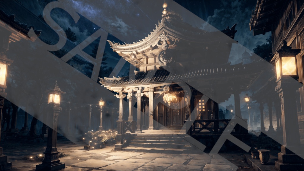 【背景素材】寺院・夜3種［0073］