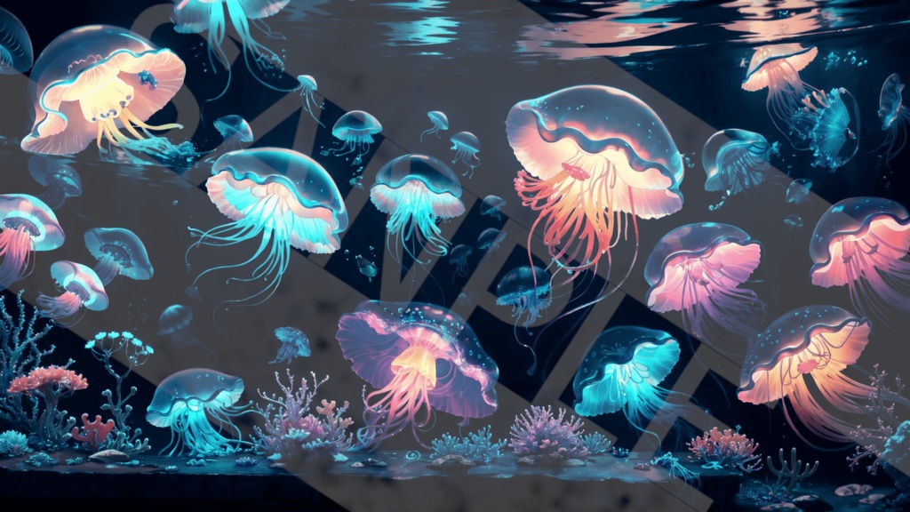 【背景素材】アクアリウム・クラゲ3種［0074］