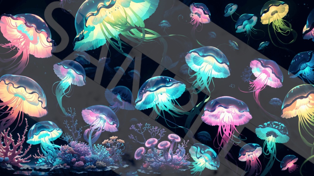 クラゲ　アクアリウム 背景素材】アクアリウム・クラゲ3種［0074］ - 文芸ZOO - BOOTH