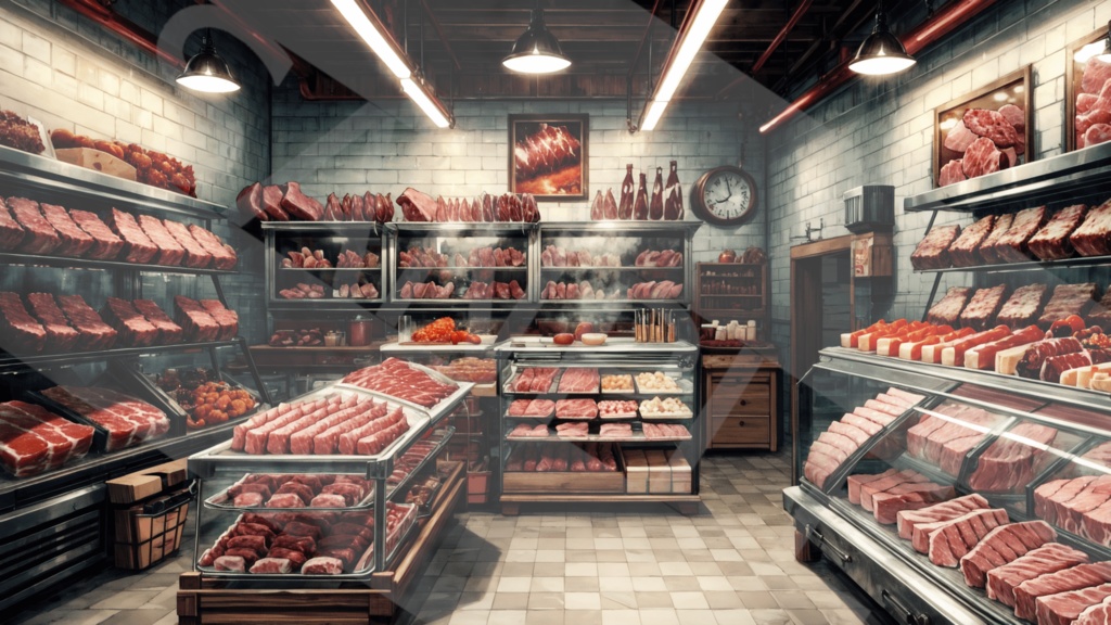 【背景素材】肉屋・店内3種［0110］