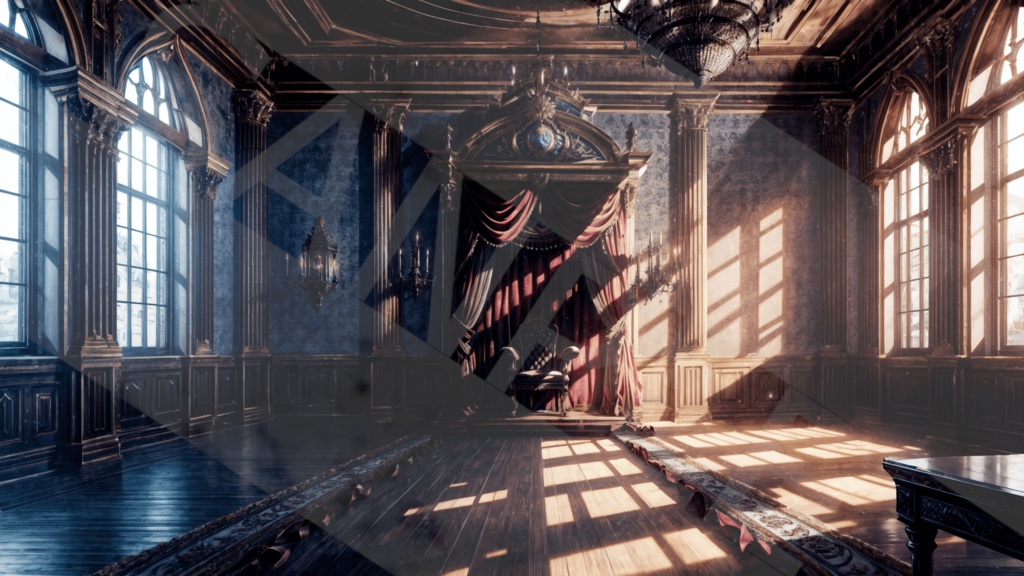 【背景素材】謁見の間・中世風3種［0126］