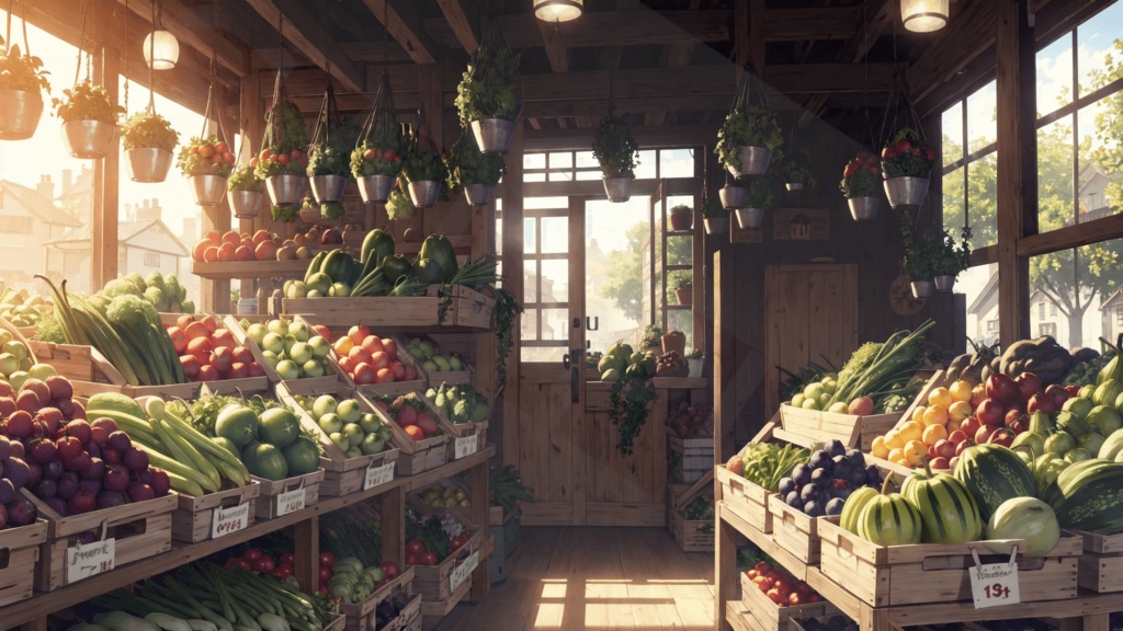 【背景素材】八百屋・店内3種［0231］