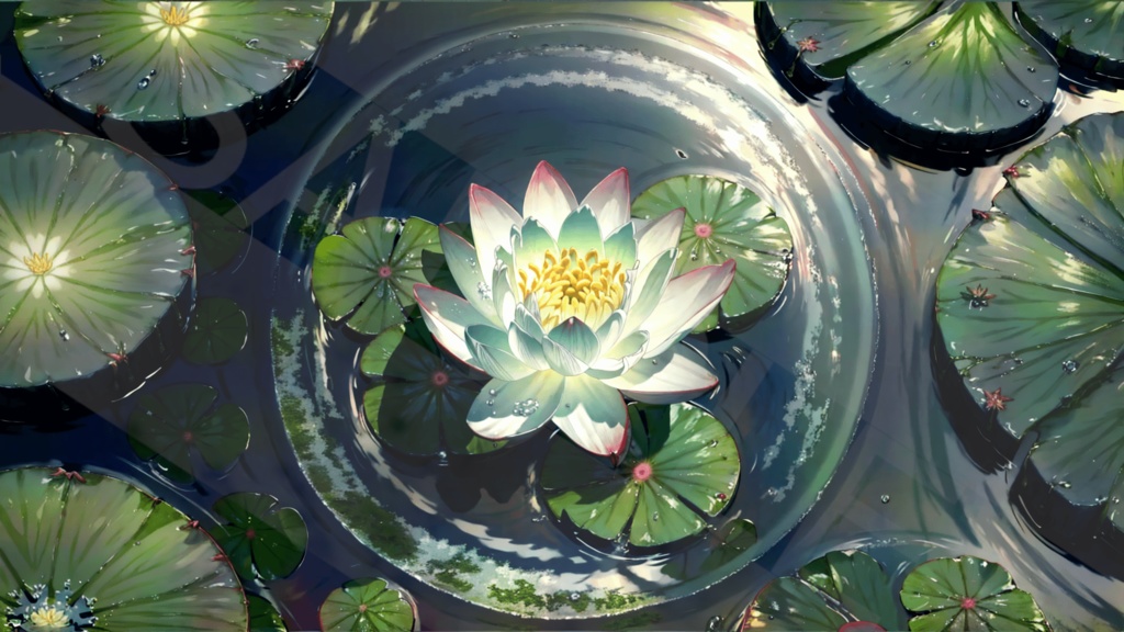 【背景素材】池・蓮の花3種［0245］