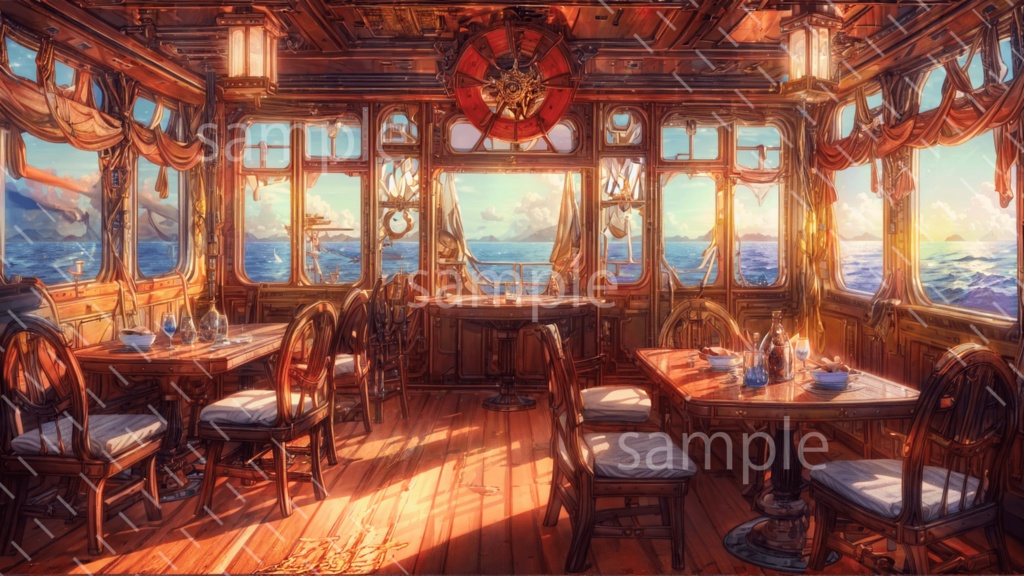 【背景素材】海上・船内食堂3種［0282］
