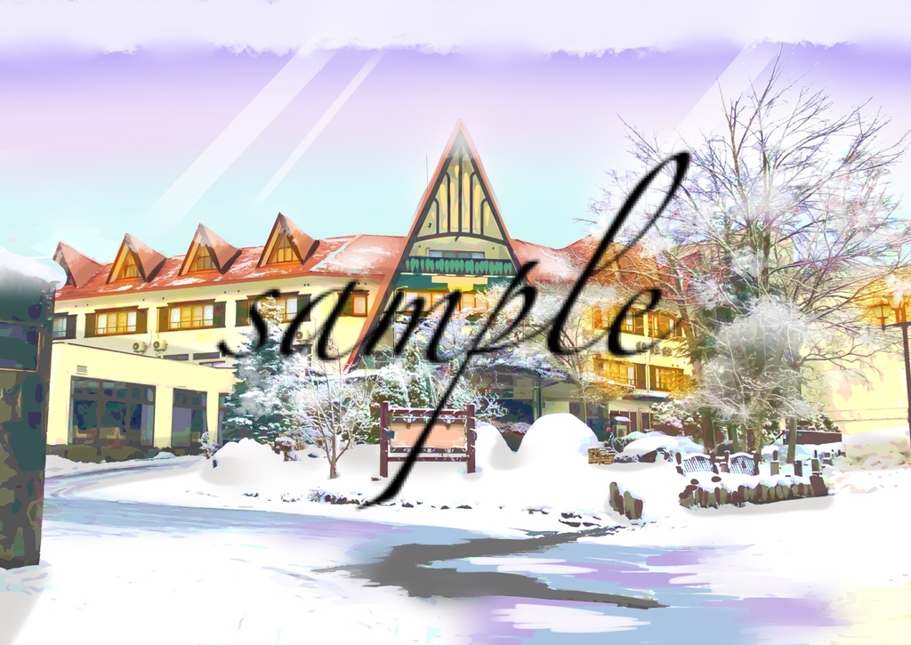 【背景画像/商用利用可】リゾートホテルの雪景色