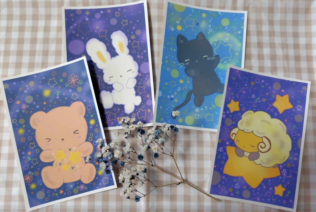 お星さまとどうぶつさんのポストカード