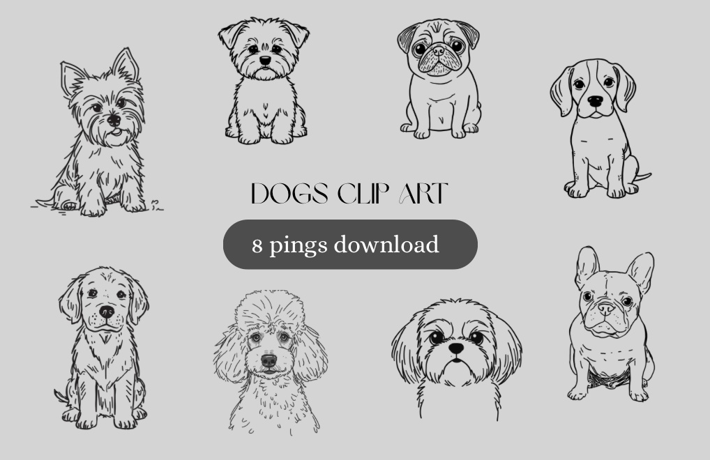 手描き風犬のクリップアート PNG素材（背景透過）