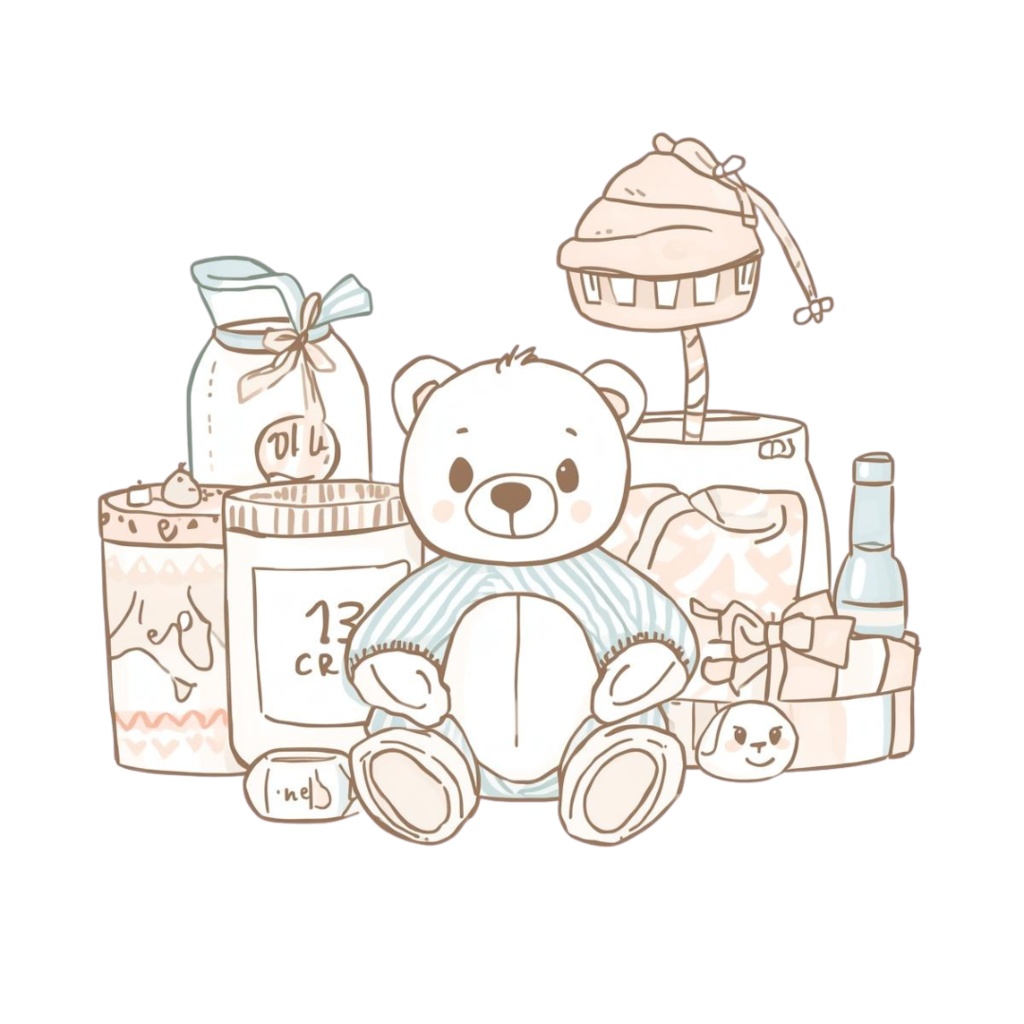 ベビーグッズ 線画クリップアート PNG素材(背景透過)