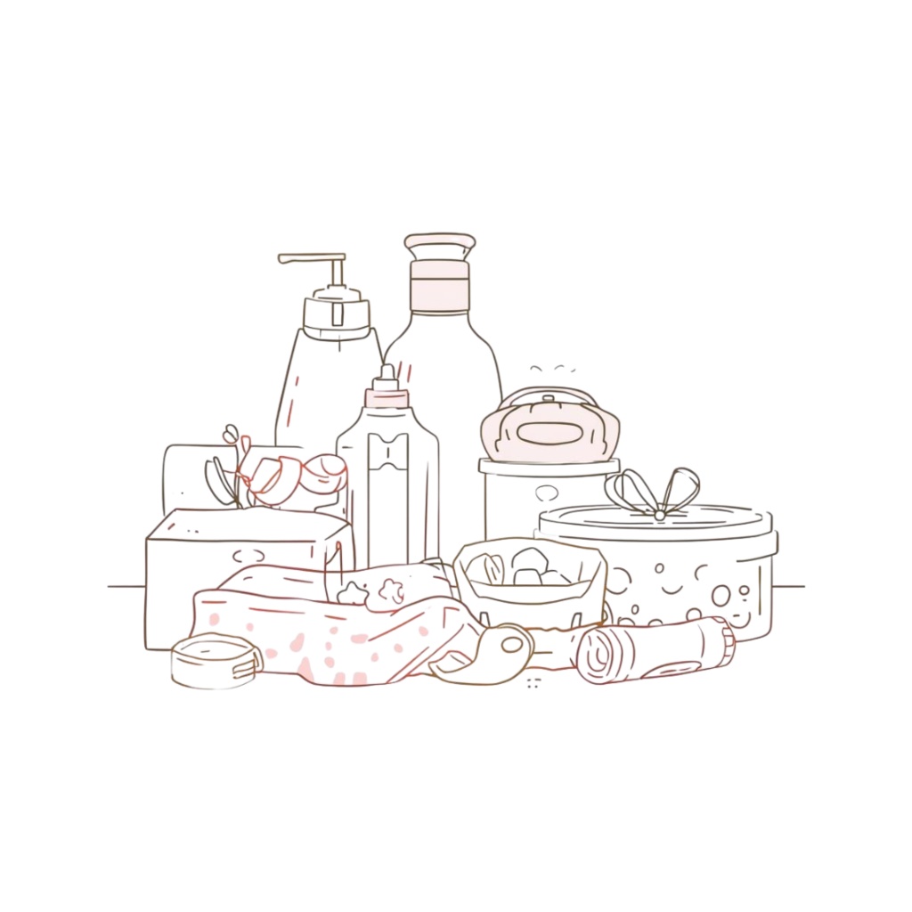 ベビーグッズ 線画クリップアート PNG素材(背景透過)