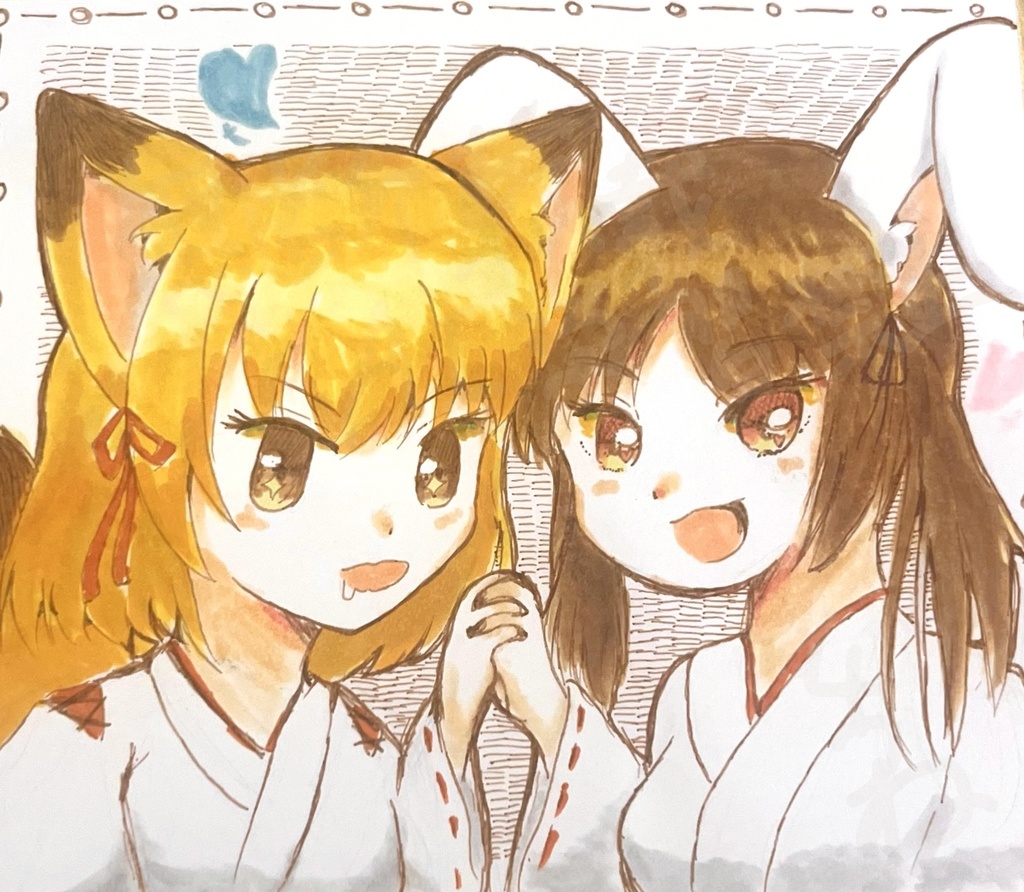 仲良しケモ巫女二人組✨