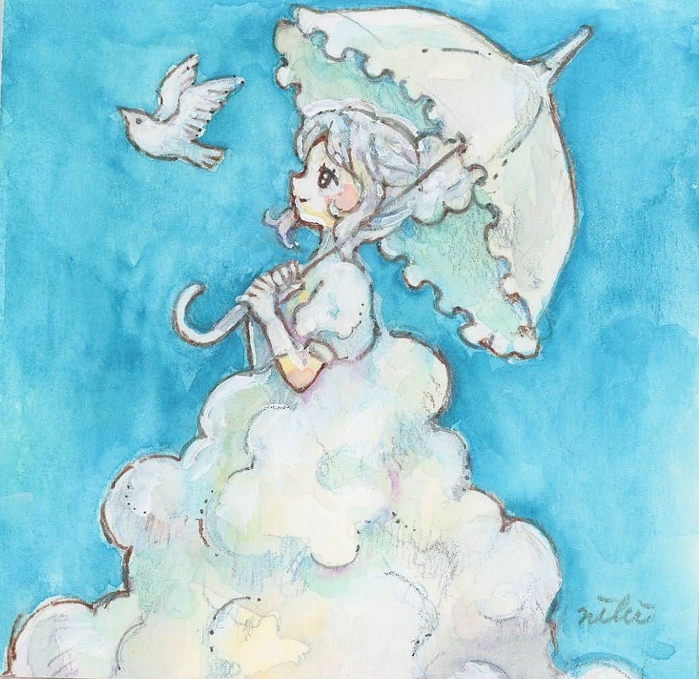 ミニ原画　雲ドレス