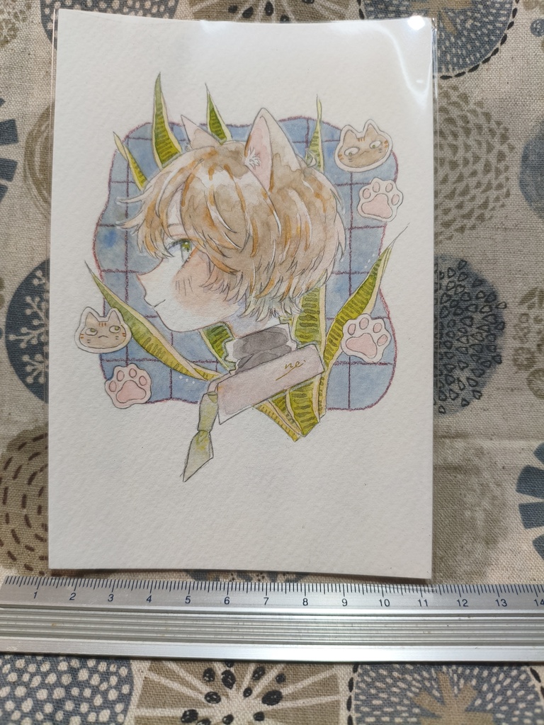 透明水彩原画　トラネコ