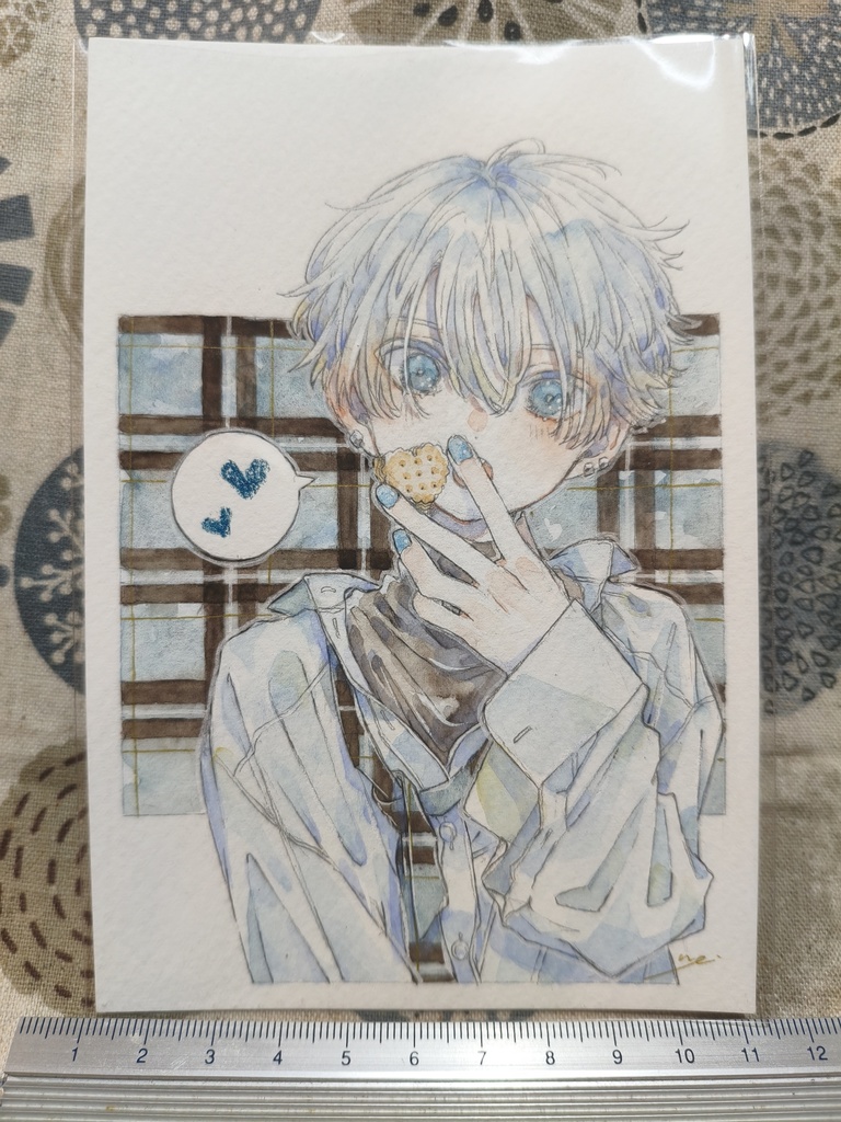 透明水彩原画　ホワイトデー