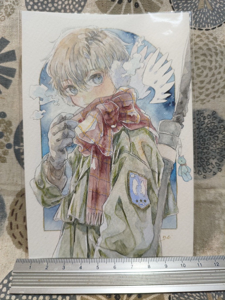 透明水彩原画　寒がり天使