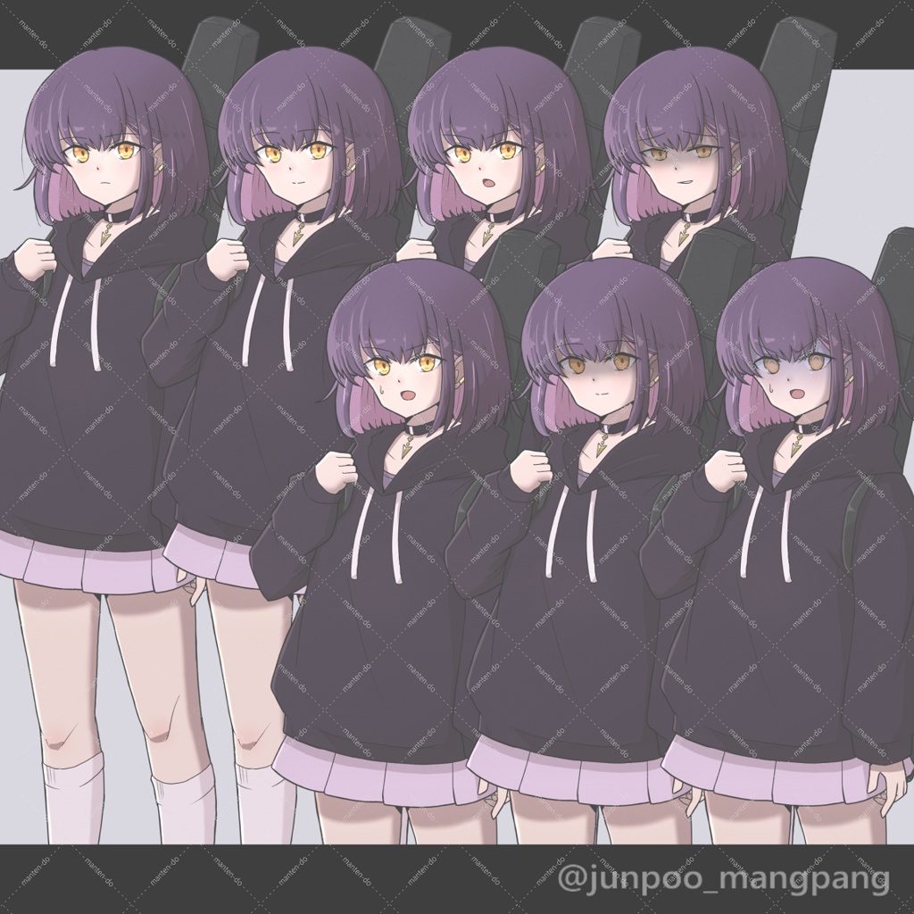 立ち絵04_ギターケースを背負った少女(差分7種)