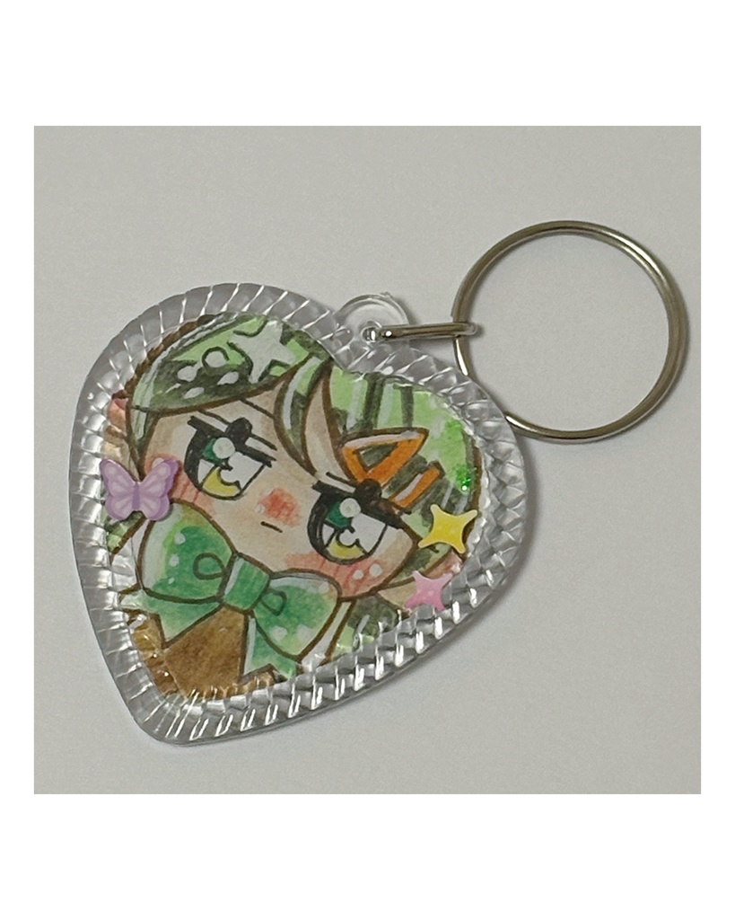 原画ハートアクリルキーホルダー(グリーン)