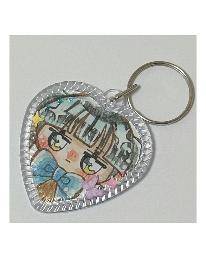 原画ハートアクリルキーホルダー(ブルー)