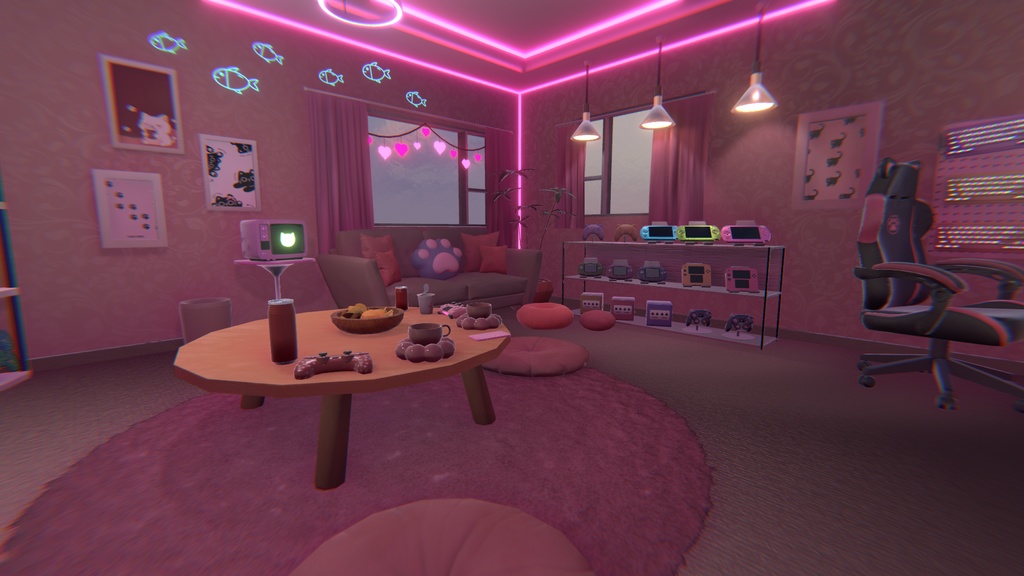 【VRC】Cat and Game Room【ネコとゲーム部屋】