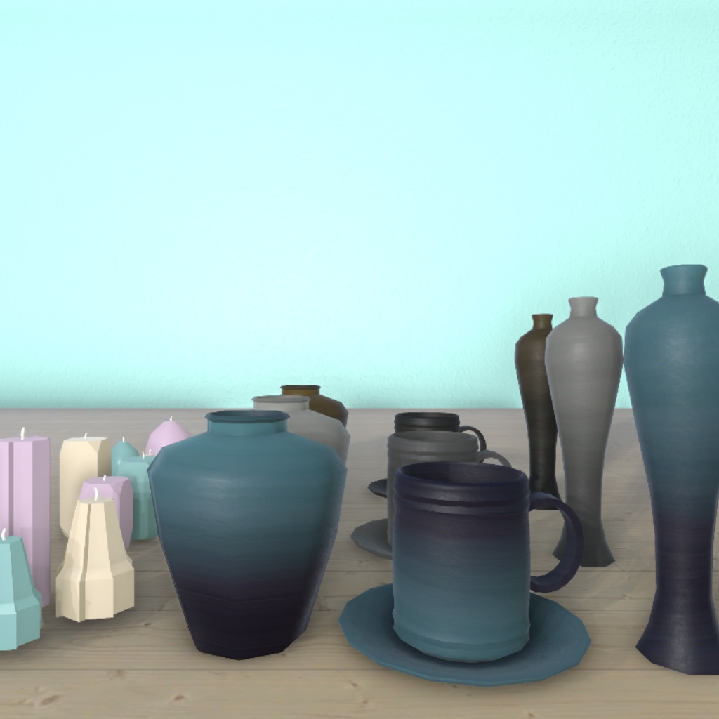 【3Dモデル】飾り棚と小物オブジェ 127点セット