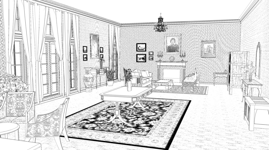 パーシー邸ドローイングルーム(応接室)