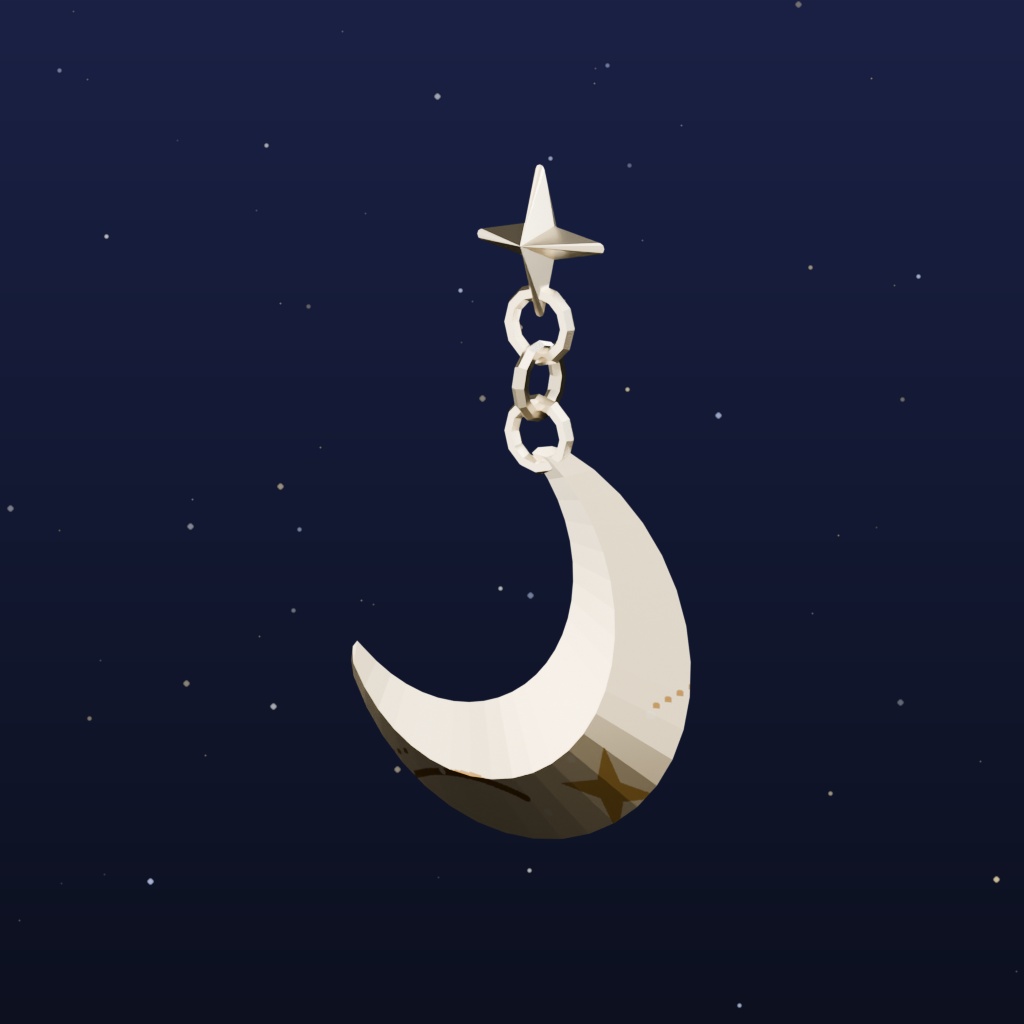 【三日月と星のピアス】Moonlit Wayfinder|VRM・VRChat・MMD対応の3Dアクセサリー素材【無料お試し版あり/完全版は揺れ対応FBX+PMX/要Unity設定】