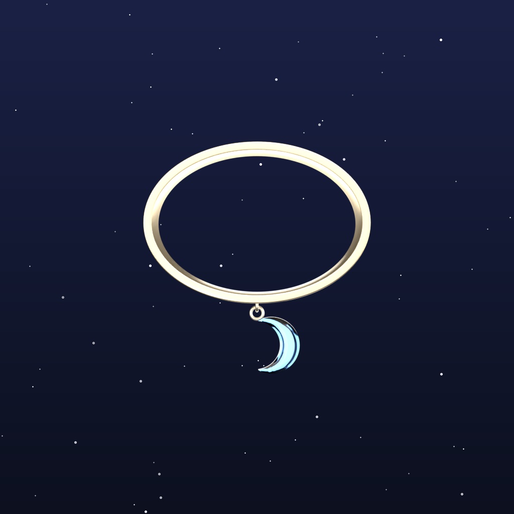 【三日月チャームのバングル】Lunar Pendulum【無料お試し版あり/完全版は揺れ物理・宝石4色・AutoLuminous対応・UnityPackage付】|VRM・VRChat・MMD対応の3Dアクセサリー素材/要Unity設定