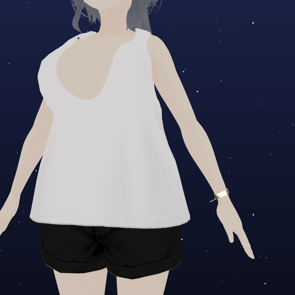 【三日月チャームのバングル】Lunar Pendulum【無料お試し版あり/完全版は揺れ物理・宝石4色・AutoLuminous対応・UnityPackage付】|VRM・VRChat・MMD対応の3Dアクセサリー素材/要Unity設定