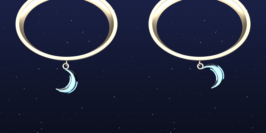 【三日月チャームのバングル】Lunar Pendulum【無料お試し版あり/完全版は揺れ物理・宝石4色・AutoLuminous対応・UnityPackage付】|VRM・VRChat・MMD対応の3Dアクセサリー素材/要Unity設定