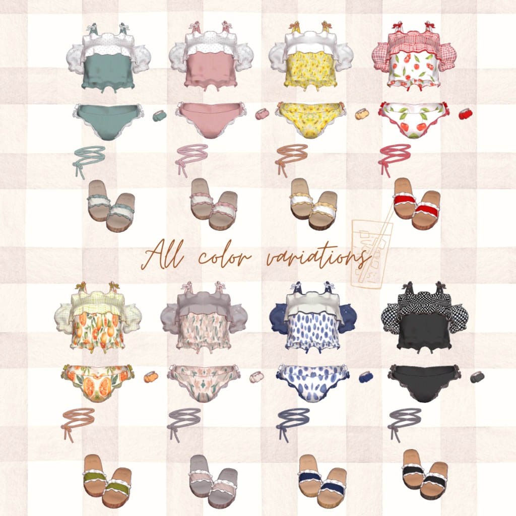 【複数アバター対応】sugar float swimwear【3D衣装モデル】