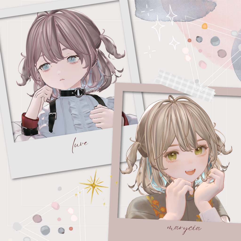 【複数アバター対応】whip berry half twin【3Dヘアモデル】