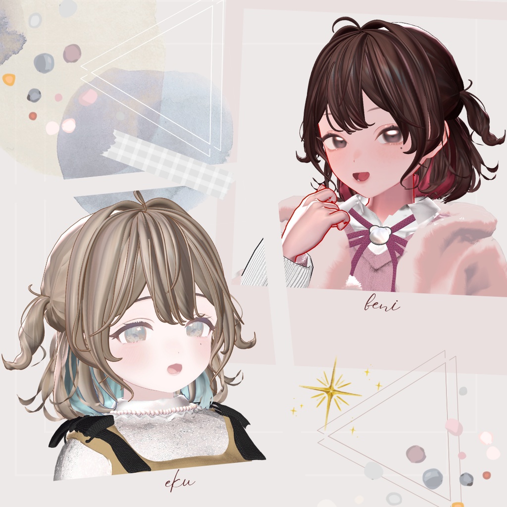 【複数アバター対応】whip berry half twin【3Dヘアモデル】